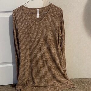 Tickled Teal Brown Knit Top